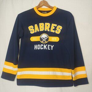 Buffalo Sabres Hockey Youth L 10/12 Shirt Long Sleeve My NHL Blue Striped EUC